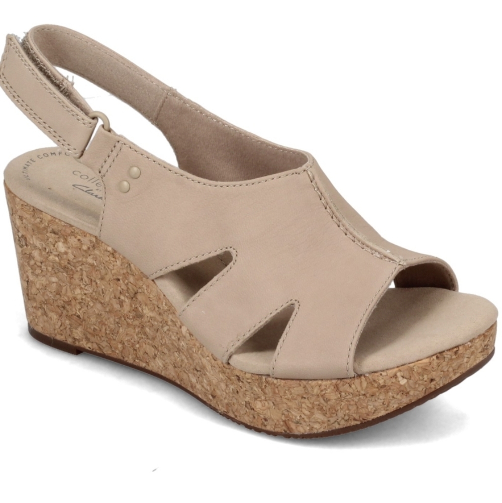 Clarks Women Collection Annadel Cushion Soft Cork Wedge Sandals shoes sz 9M